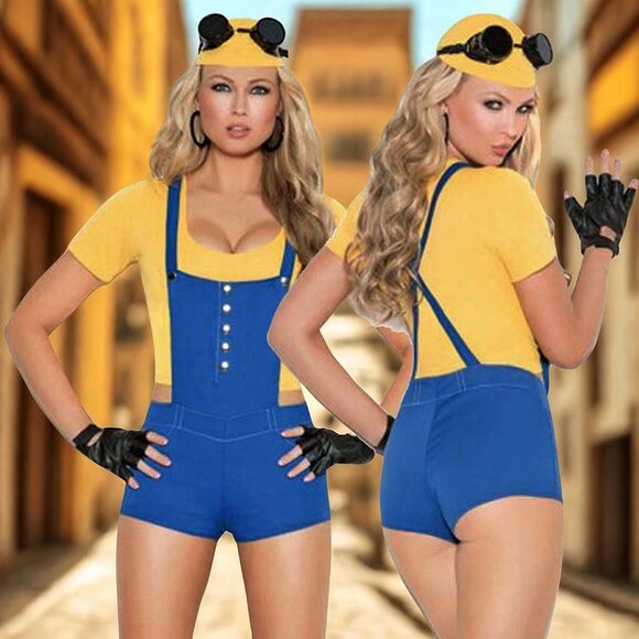 Subordinate Minion Costume 4Pc Womens Size M L Halloween Roleplay Cosplay Outfit - Picture 1 of 7